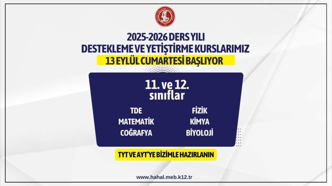2025-2026 Kurslarımız (DYK) Başlıyor
